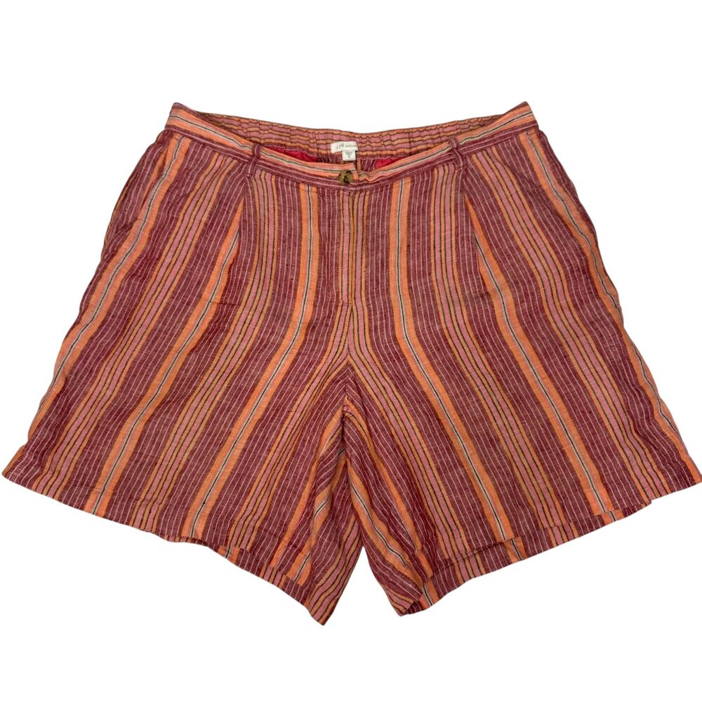 J. Jill Striped Bermuda Shorts in Rust, Orange and Pink